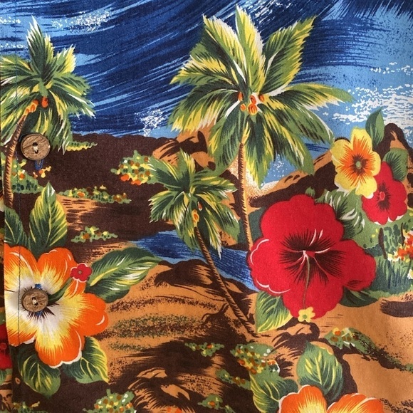 Hawaiian Aloha Good Vibes Floral Beach button down casual shirt size LARGE - Picture 3 of 6